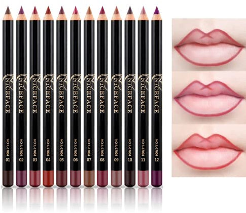 12 Pz Professionale Set Matite Labbra Liscio Contorno Modellante Kit Nude Opaco Lunga Durata Matte Trucco Impermeabili (#02)