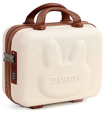 HAHONIA Hard Shell Makeup Case Organizer for Women Girl, Vanity Cases with Trinity Combination Locks and Handle,14-inch Portable Waterproof ABS Makeup Travel Case, Off-white