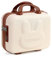 HAHONIA Hartschalen-Make-up-Koffer für Damen und Mädchen, Kosmetikkoffer mit Dreifaltigkeits-Kombinationsschlössern und Griff, 35,6 cm, tragbar, wasserdicht, ABS, Make-up-Reisetasche, Cremeweiß
