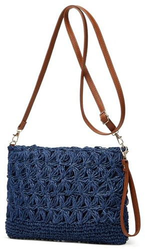 Bolsas de playa de paja para mujer, bolsos de ratán para verano, bolso de paja tejido a mano, bolso de mano de rafia, bolso de hombro, bolso cruzado cuadrado