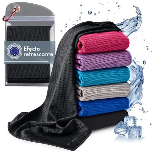 Blumtal Kühlhandtuch - kühlendes Handtuch als Sporthandtuch - Mikrofaserhandtuch mit Kühlfunktion - Fitness Handtuch 100x30 cm - Kühltuch Cool Towel mit Tasche - Fitnesshandtuch/Gym Towel in Schwarz