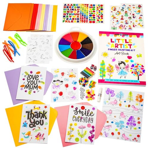 Original Stationery Little Artist Finger Painting Kit, Arts and Crafts for Kids 4-6 Kit with Over 60 Toddler Art Supplies, Gift-Ready Finger Paint Set