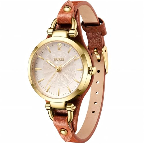 BUREI Women Watches Simple Leather Strap Watch Luxury Quartz Watches Small Thin Ladies Watch Bracelet Band Wristwatch, Mothers Day Gifts for Mom