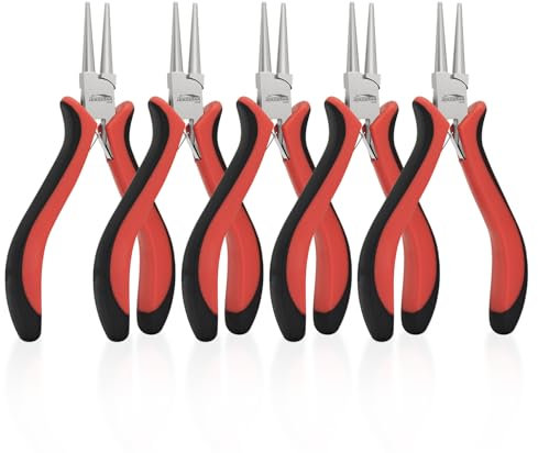 HOUSERAN Alicantes de punta redondeada 8 Piezas, herramientas para hacer joyas con alicates de punta de aguja, cortadores de alambre, alicates de punta redonda, alicates de punta doblada