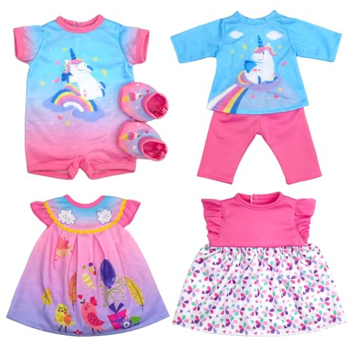 ZITA ELEMENT 4 PCS Baby Doll Clothes for 13-16 Inches Baby Dolls, Baby Doll Clothes Dress Outfits for 33-40cm Baby Doll(Not Include Doll)