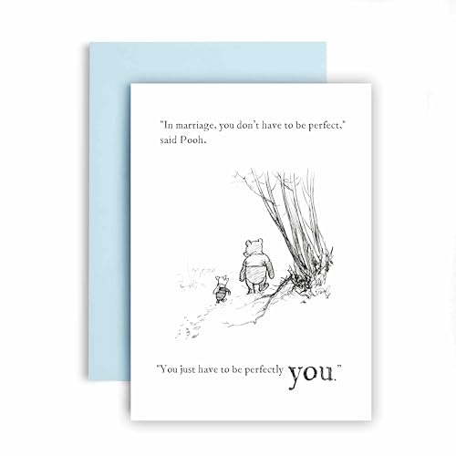 Huxters Wedding Day Card – Pooh and Piglet Marriage and Love – Perfectly You – Mr & Mrs, Just Married, Happily Ever After (You)