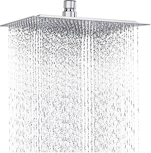 Drenky Duschkopf Regendusche, 12 Zoll Quadratisch Große Aus Edelstahl A2 Regenduschkopf Mit 144 Anti-Kalk Düsen 30x30cm chrom