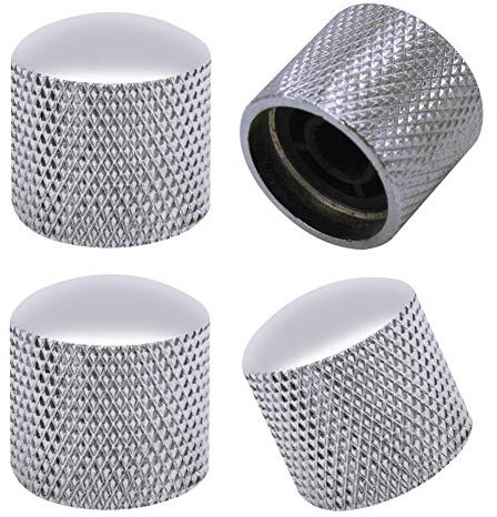 mxuteuk 4 Stücke Potiknöpfe Silber Metall Potiknöpfe Kontrolle Knopf Lautstärke Audio Audio E-Gitarre Bassschraube Typ 18 x 17 mm (d * h) KNOB-11-SR