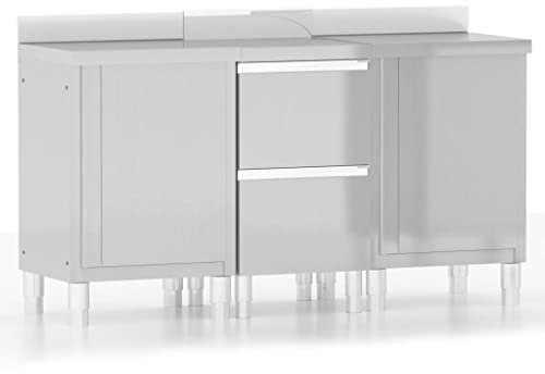 vidaXL Commercial Kitchen Cabinets 3 pcs Stainless Steel