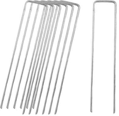 Suregreen Galvanised Staples | 150 mm long | Garden Ground Pegs | Anti-Rust Metal Stakes | Pins for Securing Garden Fleece, Weed Control Membrane, Artificial Grass, Netting | Tent Pegs | 100 Pack