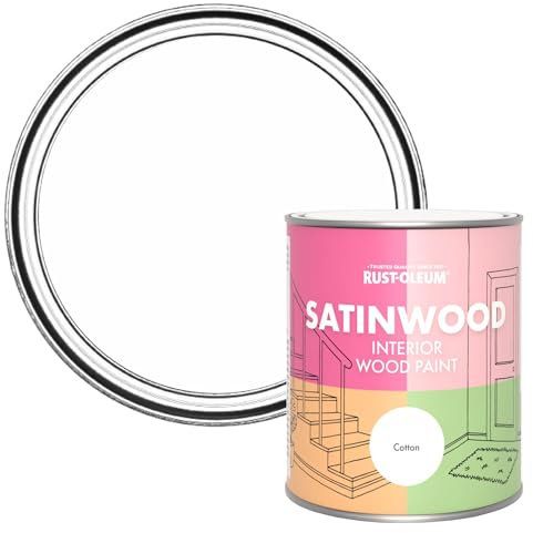 Rust-Oleum White Satinwood Interior Wood Paint - Cotton (White) 750ml