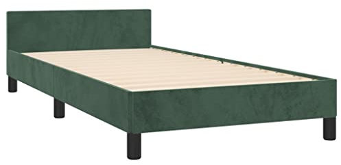 Tino Tech Polsterbett Betten Schlafzimmer Bett Bed Einzelbett Bett Gestell Bed Frame Bettgestell mit Kopfteil Dunkelgrün 80x200 cm Samt