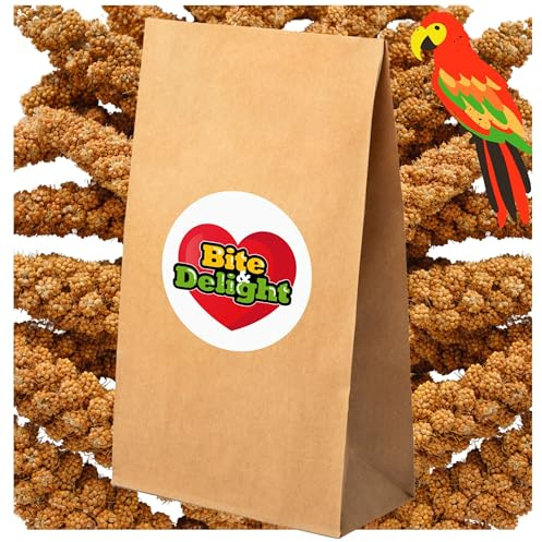 Bite & Delight 1 kg Millet Rouge en Épis – Nourriture Naturelle pour Oiseaux d’Ornement, Perruches et Perroquets – Alimentation Toute l’Année