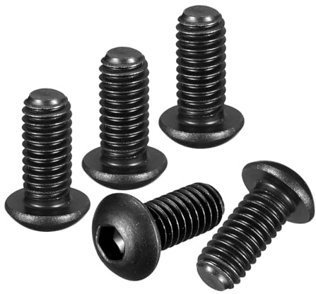 DTGN 5/16-18x3/4 Viti A Testa Bombata - Confezione Da 12 - Adatte Per Bici Da Strada, Auto, Moto - Acciaio Al Carbonio Trattamento Nero - Elementi Di Fissaggio A Innesto Esagonale