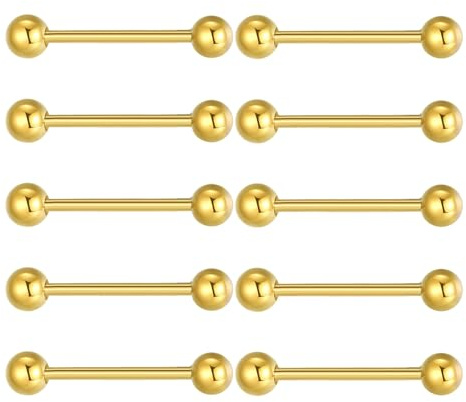 Besyvvin Tungpiercing 6 mm nippel boll 12/14/16/19 mm stånglängd kirurgiskt stål piercing tunga nippel silver guld