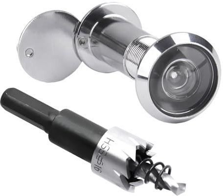 XIAQICA Judas Porte avec Protection Visuelle Grand Angle 200° Judas avec Perceuse - Perçage Ø 16 mm - Alliage de Zinc Cache D'intimité pour Porte D'entrée 35 à 60mm D'épaisseur (Argent)