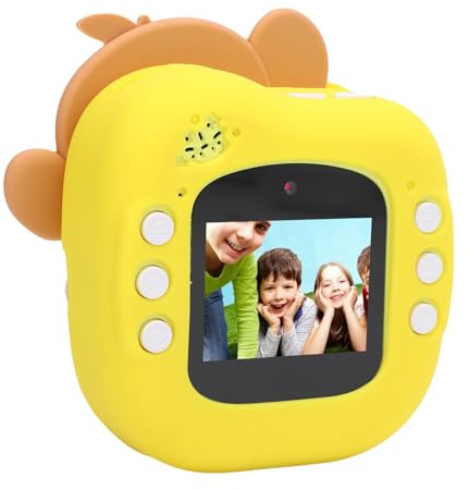 48MP FHD Digital Instant Print Camera med 2,0 Tum Skärm, Selfies, Nedräkningstimer och Roliga Ramar, Stöder Svartvitt Tryck för Småbarn Födelsedag Xmas -gåvor, Söt Tecknad Apa
