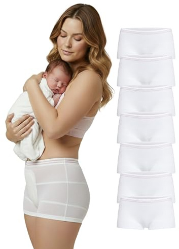 Herzmutter Ropa Interior posparto - Paquete de 7 - OekoTex - Braguitas de Maternidad - Ropa Interior desechable para Mujer 9500 (L-XL)