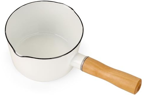 WeeGoo 700 ml Enamel Pan with Pouring Lip, Small Saucepan Milk Pot