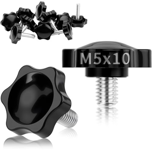 TXXATX 12 Piezas Tornillos Perilla de Estrella M5x10mm, Cabeza de 32 mm | Tornillos de Sujeción, Rosca Macho, para Máquinas, Herramientas, Equipos