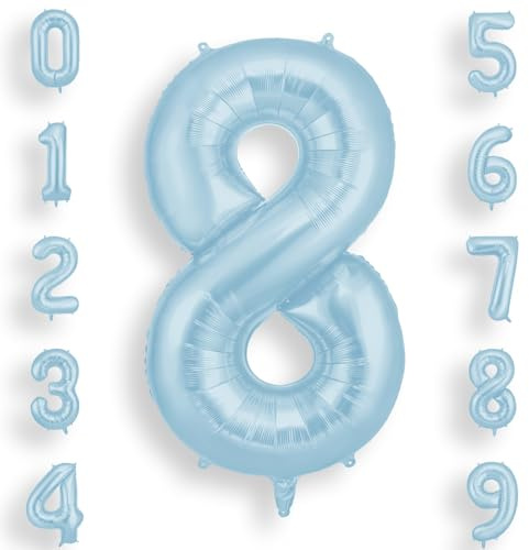 AOOSU Blue Helium Balloons, 40 Inches Number Balloons 8, Foil Birthday Balloon for Birthday Anniversary Wedding Party Decorations Celebration Supplies for Girls Women Men Boys