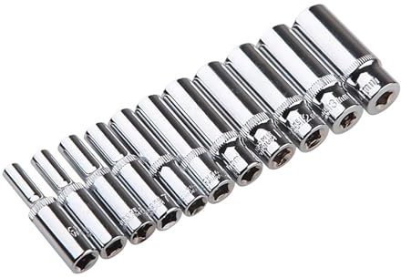 Professiona 1/4 Inch Stick Socket Deep Socket Car Repair Ratchet Wrench Tool Replacement Maintenance Tool Pack of 11