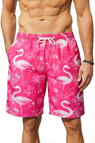 Enlision Bañador Hombre Natación Secado Rápido Bañadores Piscina Hombre Verano Moda Pantalones Cortos Hawaiano Estampado Bermudas Traje de Baño con Forro de Malla para Playa Surfero Vacaciones S-3XL