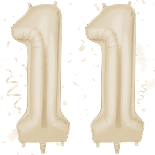 AOOSU Palloncini Compleanno Viola 101 CM, Palloncino Numero “11”, Foil Palloncini Numeri, Giganti Numeri, Decorazioni Festa Compleanno, Gonfiabili Pallone per Anniversario (Bianco latte)