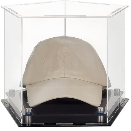 PH PandaHall Scatola per Esposizione Cappelli da Baseball Trasparente Acrilica Pentagonale Scatola Portacappelli per Decorazione Casa, 26.4x27.7x20.8cm