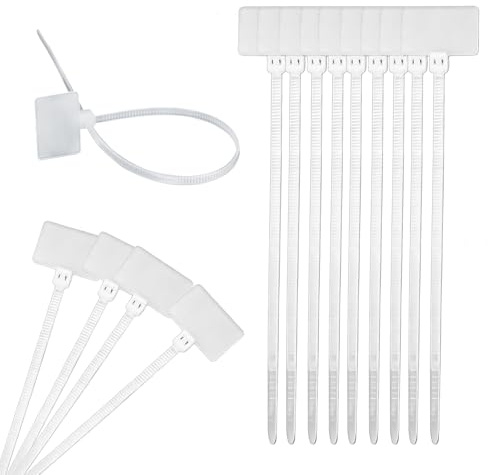 200 fascette stringicavo bianco con etichettatura, in nylon con etichetta, marcatore per cavi e etichette per la gestione dei cavi in ufficio, sala server, auto e casa