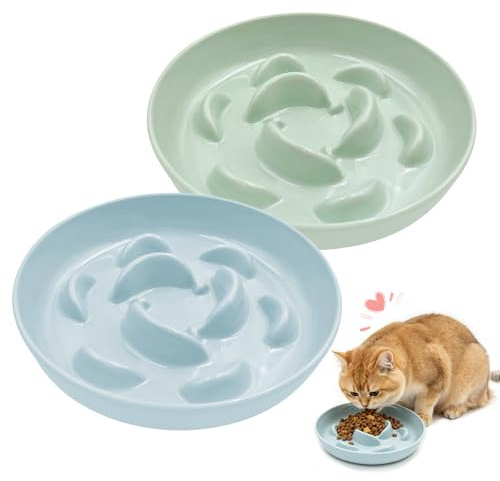 ROEOWENE 2pcs Comedero Antivoracidad Gato de Melamina 16cm Antivómitos para