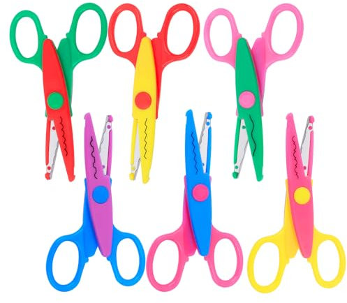 UCEC 6 Stück Bastelschere, Kinder Zickzackschere, Kinderschere, Scheren Set, Bastelschere Grundschule, Schere Kinder, Ideal für Lehrer, Bastelarbeiten, Scrapbooking, Kinderdesigns