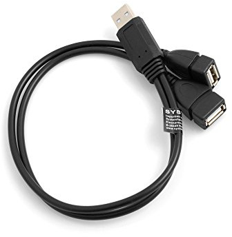 SYSTEM-S Y- Kabel USB Typ A Stecker zu 2 x USB Typ A Buchse Y-Splitter Ladekabel Adapter