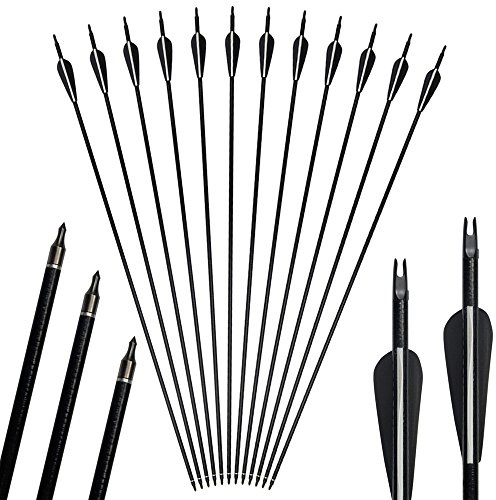 3Z Archery 12pack 31inch flèches tir à l'arc Chasse Fiberglass vis à tête de vis de Rechange pour 20-55lbs composé et recurve Arc
