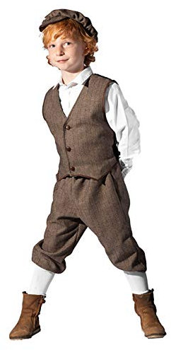 20er Jahre Peaky Blinders Anzug Knickerbocker Kinder-Kostüm Braun Fischgrätenmuster Weste Schiebermütze The Roaring Twenties 20's