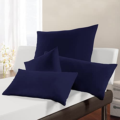Erwin Müller Kissenbezug, Kissenhülle Interlock Mako-Jersey - Serie München - perfekte Passform, formstabil, bügelfrei, mit Reißverschluss - dunkelblau Größe 40x60 cm