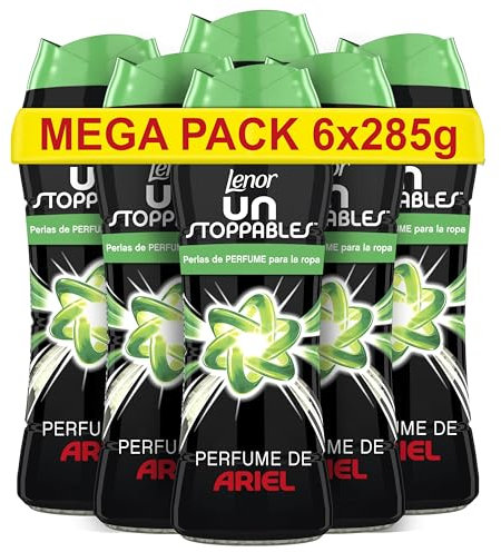 LENOR Unstoppables Perlas Lavadora Perfumadas, 127 Lavados (6 x 285 g), Suavizante Para Ropa con Fragancia Ariel, Potenciador de Frescor, Floral