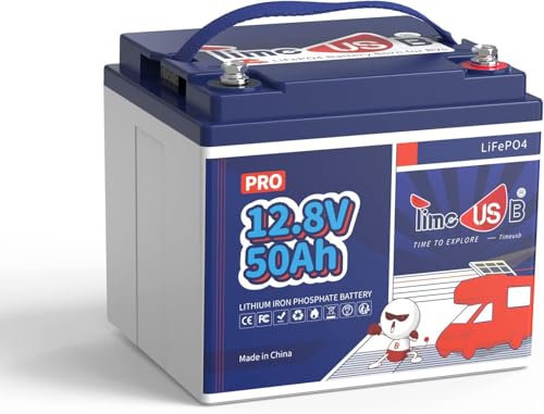 Timeusb Batteria al Litio 12V 50Ah LiFePO4,640Wh con 15.000 Cicli Profondi,Batteria Ricaricabile Perfetta per RV,Camper,Off-Grid,Sistema Solare,Barca,Trolling Motor