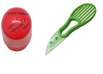 Gadgetime USA Juego de cortador de aguacate y temporizador de huevos - Herramienta 3 en 1 - Cortador, pelador, desmenuzador y pala - Cuchillo multifuncional - Divisor - Fácil de usar - Gadgets de