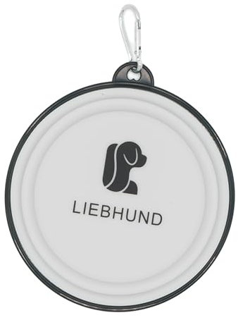 LIEBHUND Falti Medium 600ml weiß/schwarz Faltbarer Napf Hundenapf Reisenapf