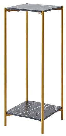 NICEME 90 cm Tall Plant Pot Stand Rack Corner Shelf, Cake Table Tall Side End Table for Living Room, Indoor (Black, Square 2 Tier)