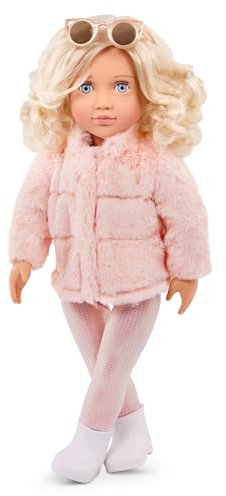 Our Generation Ava Doll - 18-inch Fashion Doll, Pink Faux-Fur Coat, Winter Outfit, Snow Boots, Stylish Sunglasses, Winter Themed Girl Doll For Ages 3+