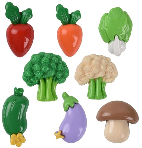 Redvigh Mini verdure miste, 16 pezzi, statuette di verdure artificiali in miniatura in resina, modelli vegetali con retro piatto, decorazioni per mini cucina, casa, negozio, decorazione