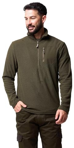 JACK PYKE Men’s Fleece Pullover Top – 160gsm Lightweight Quarter Zip Fleece Jacket, 100% Polyester, Zipped Chest Pocket, Field Jumper for Hiking, Work & Outdoor Wear - Green, Small
