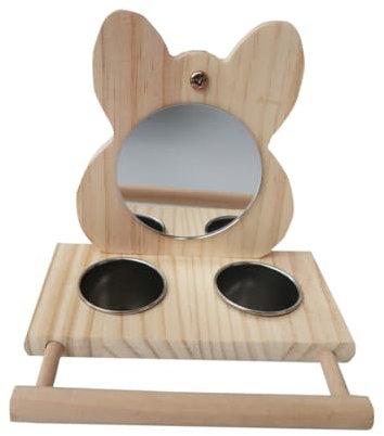 BUGUUYO Papagei Fütterung Schüssel Vogel Feeder Holz Edelstahl Dekorative für Home