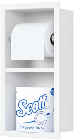 Neodrain White Recessed Toilet Paper Holder,Dual Rolls