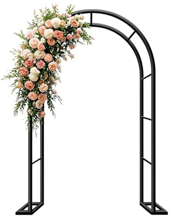 Arco De Rosas Y Plantas Trepadoras De Jardín, Decoracion Patio Arch De Metal, Tutor Enrejado para Al Aire Libre, Soporte De Flores para Boda, Fiesta, Ceremonia Exteriores(Black,W140 x H230cm)