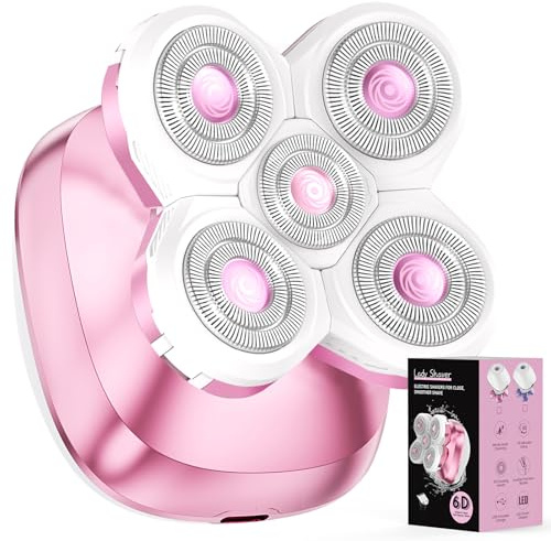 Lady Shaver for Women, Flawless Electric Shaver for Women Legs, 5D Floating Ladies Razors - Women's Bikini Shaver for Public and Armpits, Wet/Dry, USB-C Charging, LED, Travel Lock-Pink