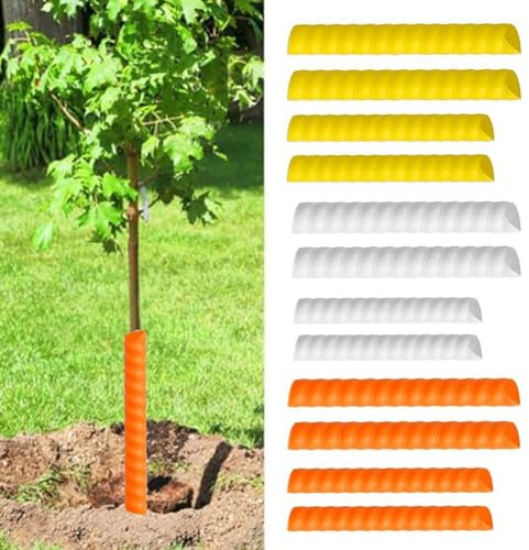 NEIQIUWING Protezione per alberi per piante giovani: set da 4 pezzi in plastica robusta in bianco, giallo e arancione, per animali selvatici e danni meccanici