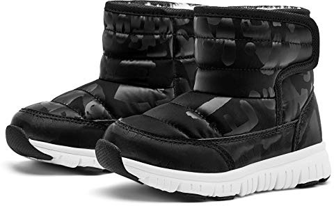 HOBIBEAR Boys Toddler Snow Boots Slip on Waterproof Warm Winter Shoes Outdoor(Black-Size 3 Toddler)